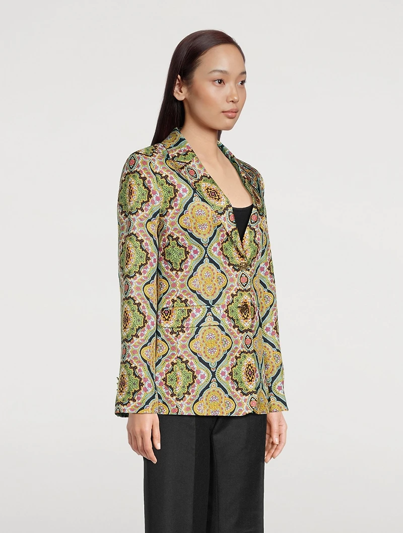 Silk Printed Blazer