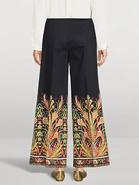 Printed Wide-Leg Trousers