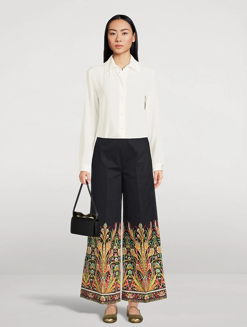 Printed Wide-Leg Trousers