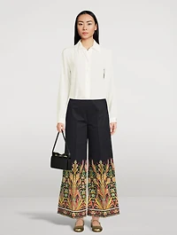 Printed Wide-Leg Trousers