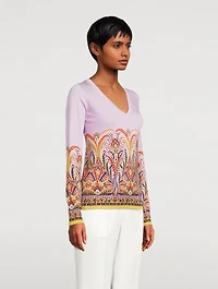 Silk-Blend Sweater Bouquet Print