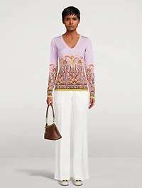 Silk-Blend Sweater Bouquet Print