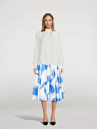 Poplin Midi Skirt Venus Fly Trap Print