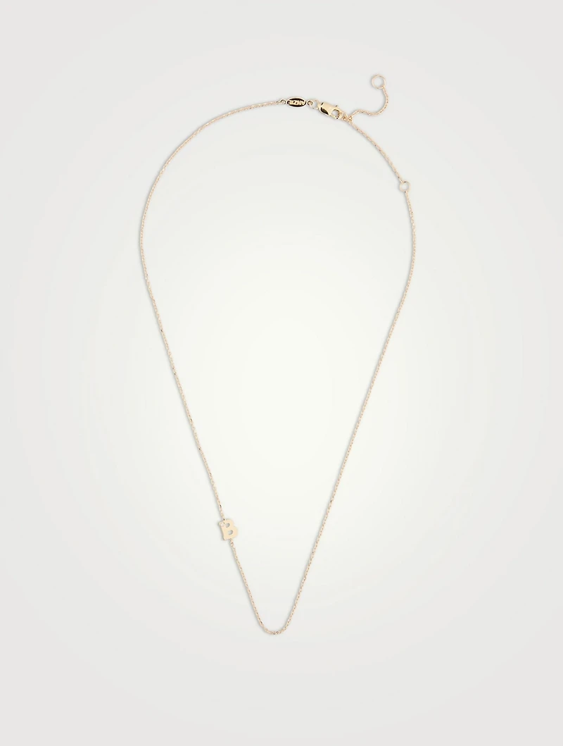 Love Letter 14K Gold B Initial Single Diamond Necklace