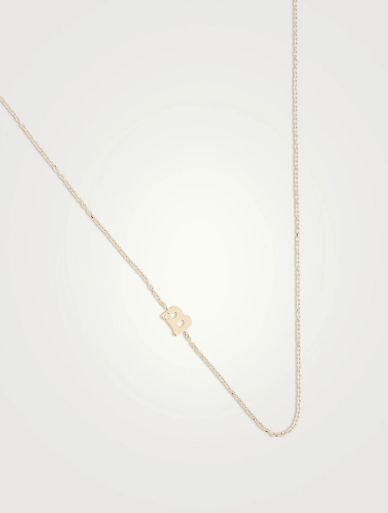 Love Letter 14K Gold B Initial Single Diamond Necklace