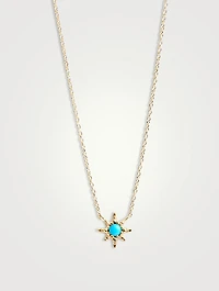 Aztec 14K Gold Micro Starburst Necklace With Turquoise
