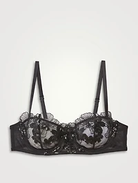 Sequin Violet Embroidery Balconette Bra