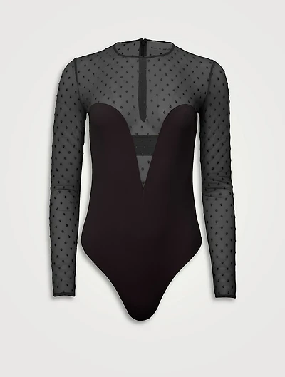 Dotty Jersey Plunge Bodysuit
