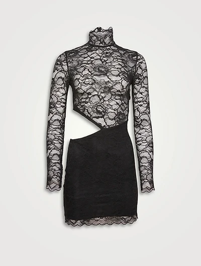 Lace Cut-Out Mini Dress