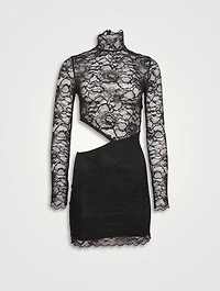Lace Cut-Out Mini Dress