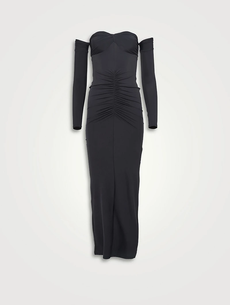 Jersey Ruched Midi Dress