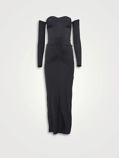 Jersey Ruched Midi Dress