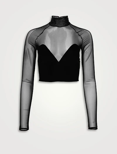 Mesh Mockneck Top