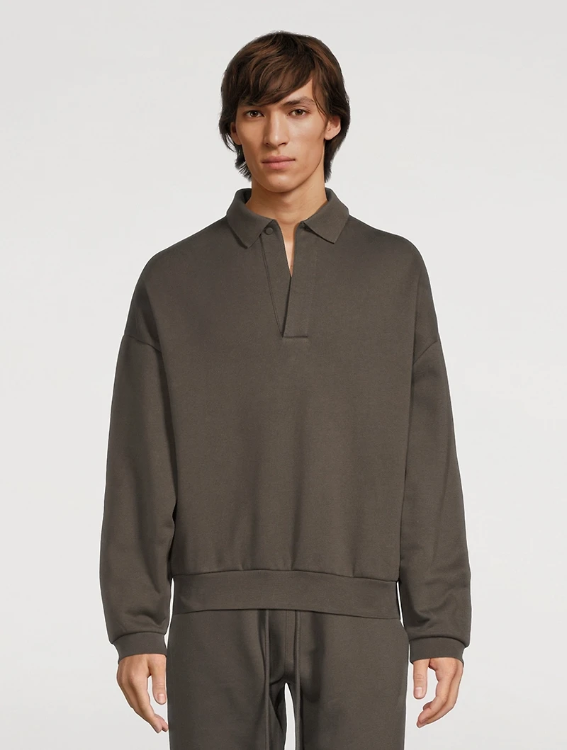 Cotton-Blend Polo Sweatshirt