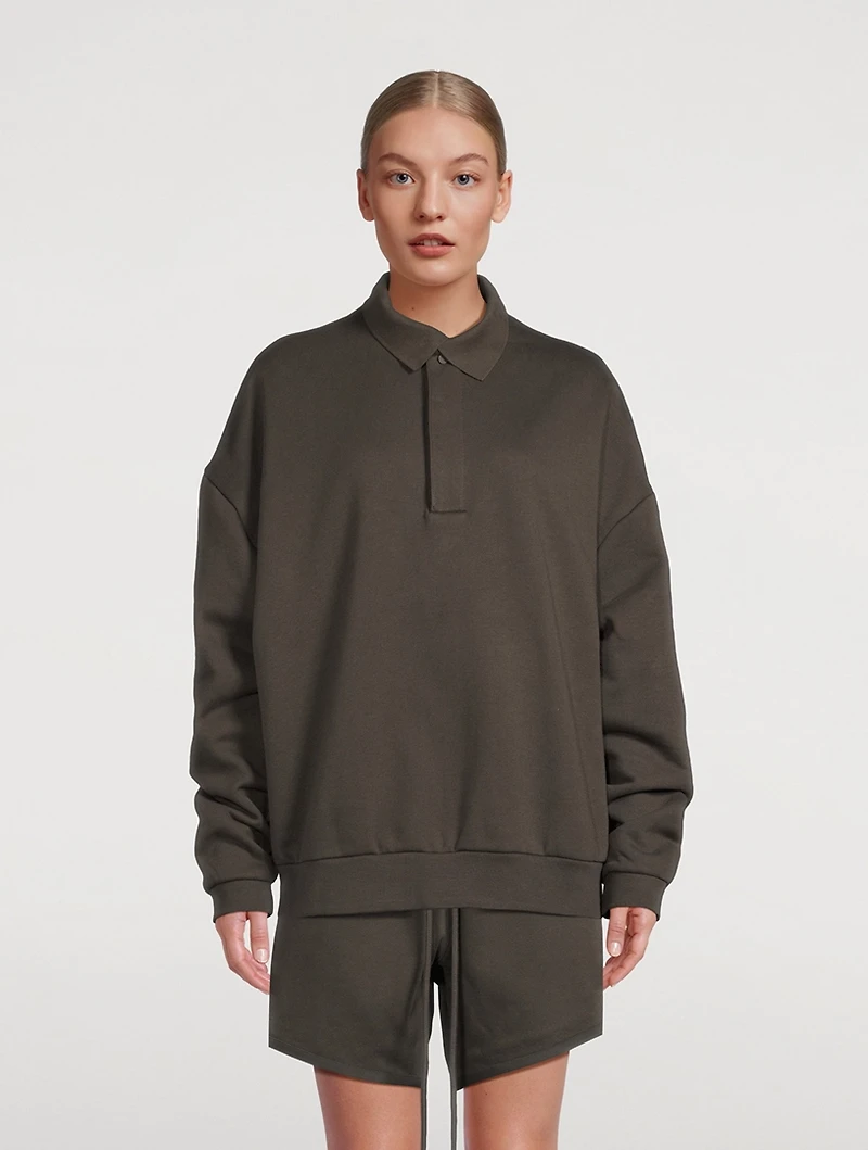 Cotton-Blend Polo Sweatshirt