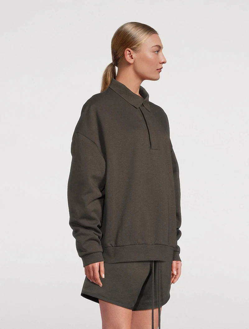 Cotton-Blend Polo Sweatshirt