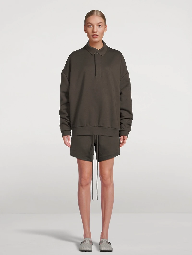 Cotton-Blend Polo Sweatshirt
