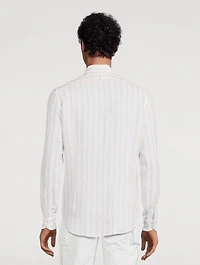 Linen Shirt Striped Print
