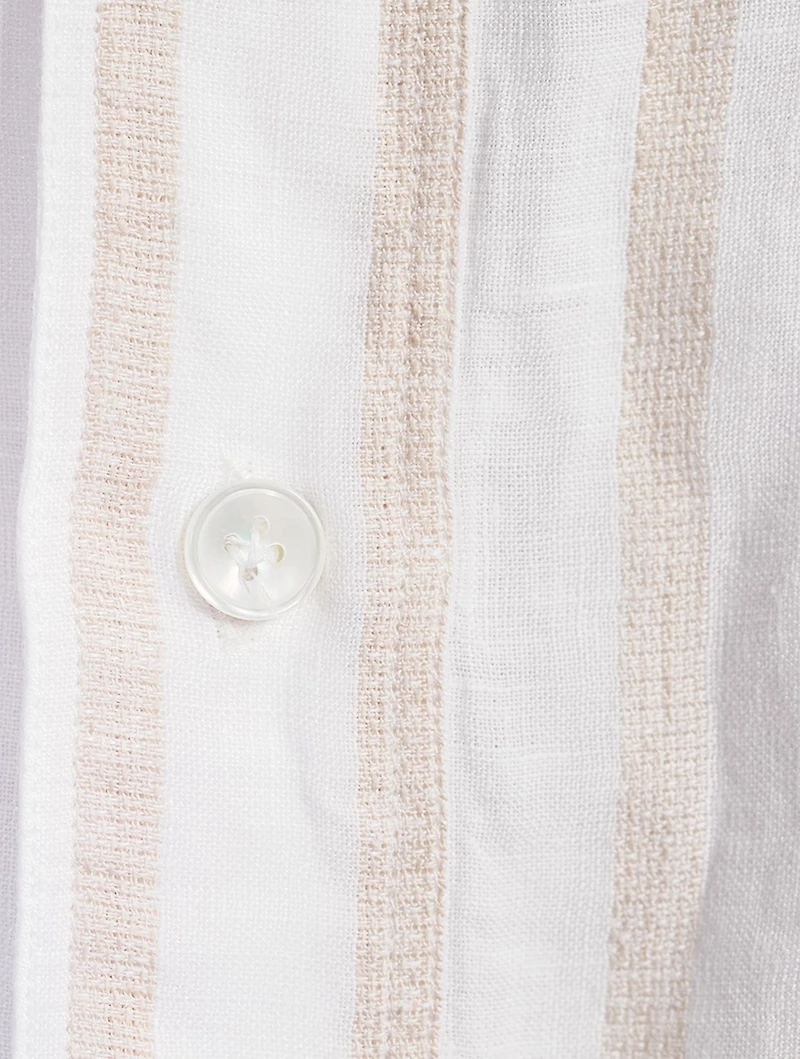 Linen Shirt Striped Print