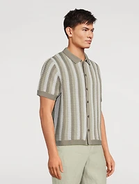Crochet Stripe Short-Sleeve Shirt