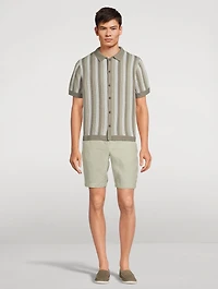 Crochet Stripe Short-Sleeve Shirt