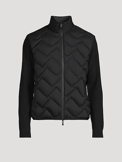 Wool-Blend Down Padded Cardigan