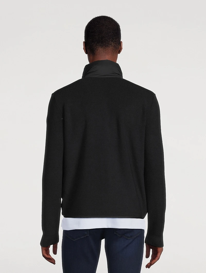 Wool-Blend Down Padded Cardigan