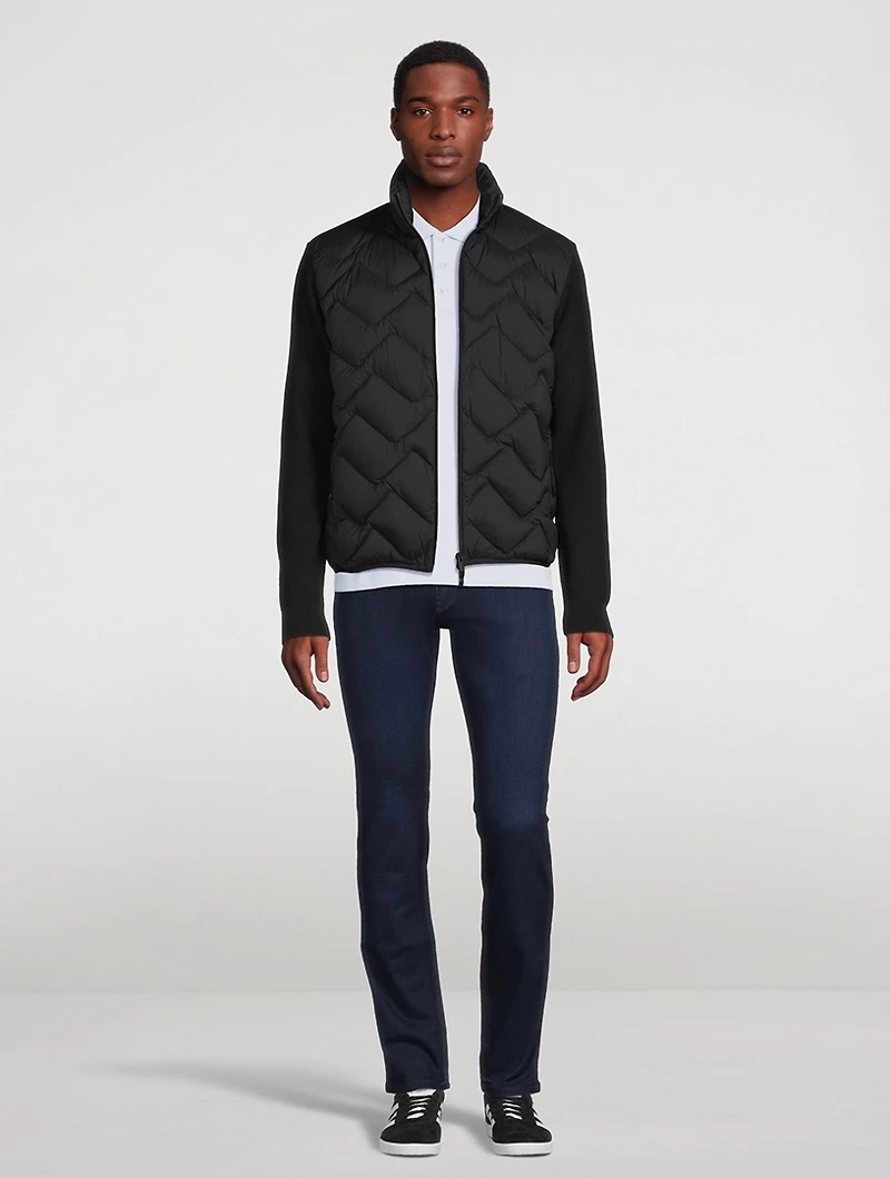 Wool-Blend Down Padded Cardigan