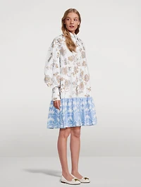 Mixed-Print Cotton Shirt Dress