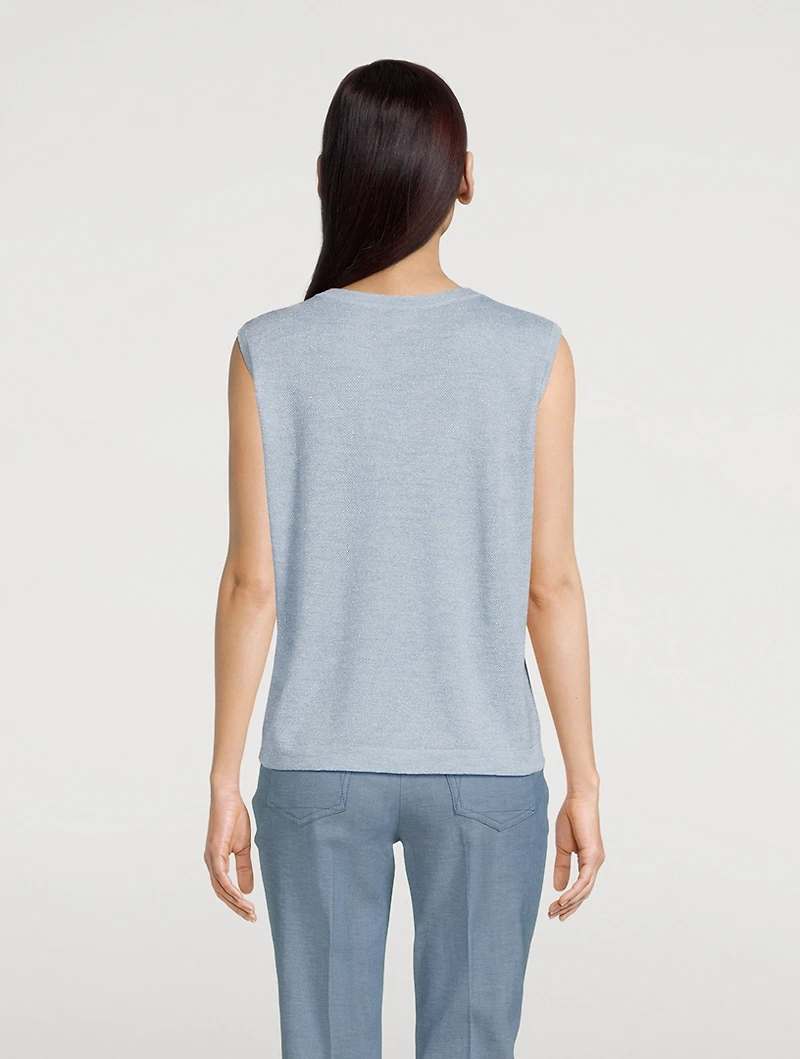 Sleeveless Metallic Knit Top