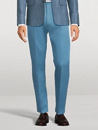 Stretch Cotton Twill Pleated Pants