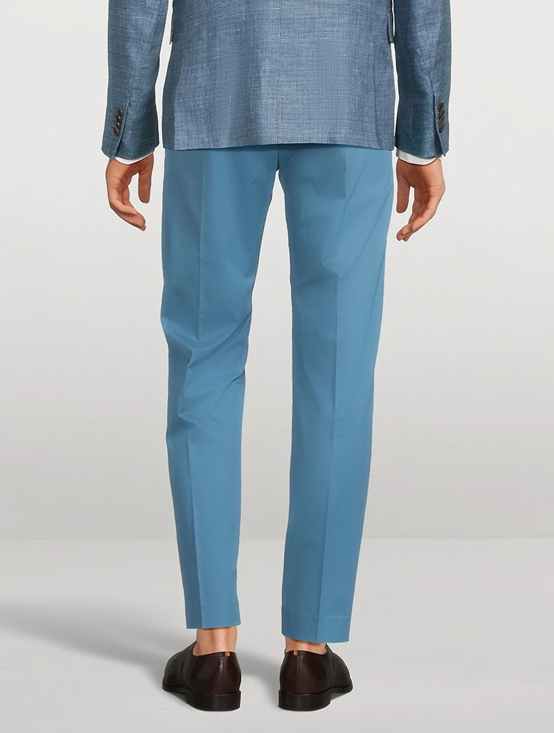Stretch Cotton Twill Pleated Pants