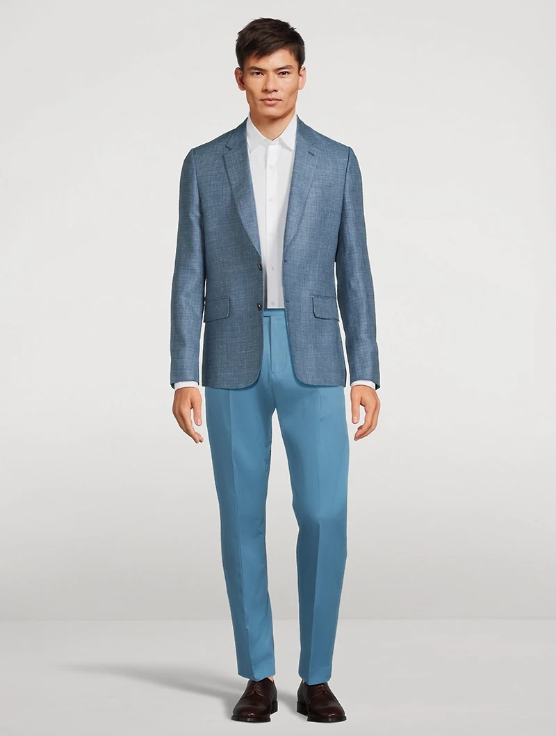 Stretch Cotton Twill Pleated Pants
