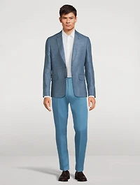 Stretch Cotton Twill Pleated Pants