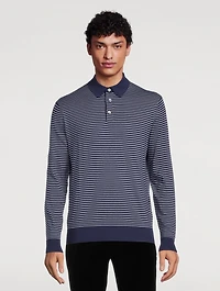Cotton Polo Sweater Striped Print