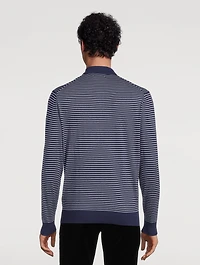 Cotton Polo Sweater Striped Print