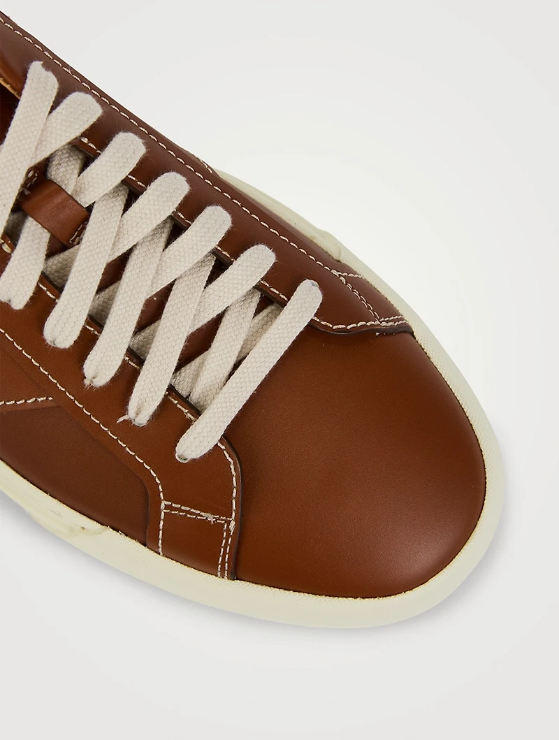 Leather Double Buckle Sneakers