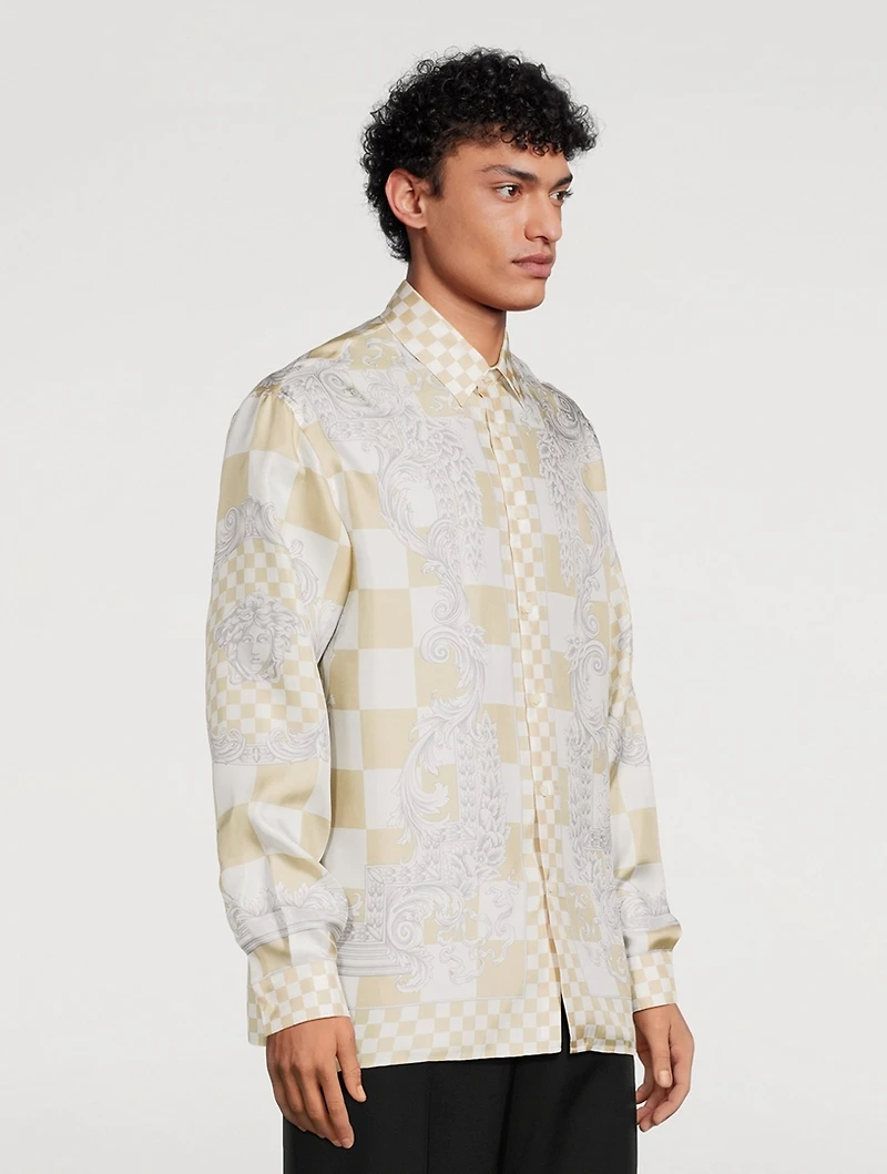 Contrasto Medusa Silk Long-Sleeve Shirt