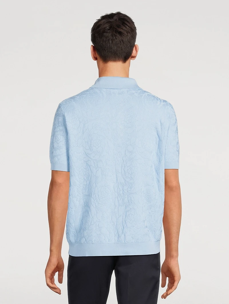 Barocco Silk And Cotton Knit Polo Shirt