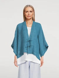 Tie-Front Linen Gauze Jacket