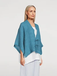 Tie-Front Linen Gauze Jacket
