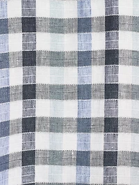 Linen-Blend Midi Dress Plaid Print