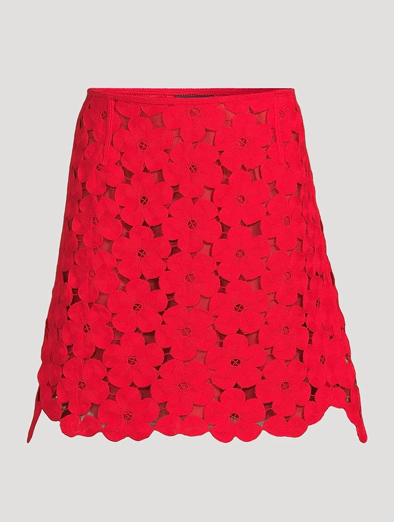 Anemones-Embroidered Mini Skirt