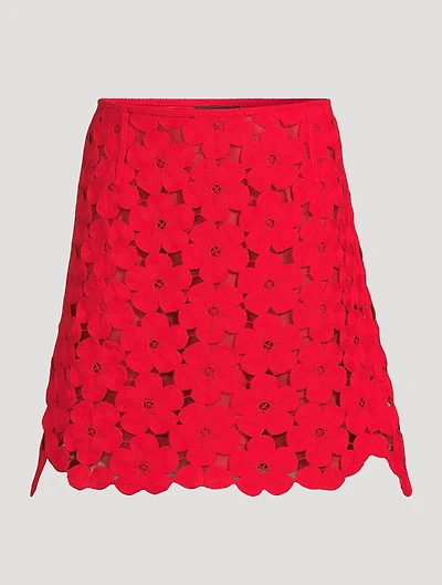 Anemones-Embroidered Mini Skirt