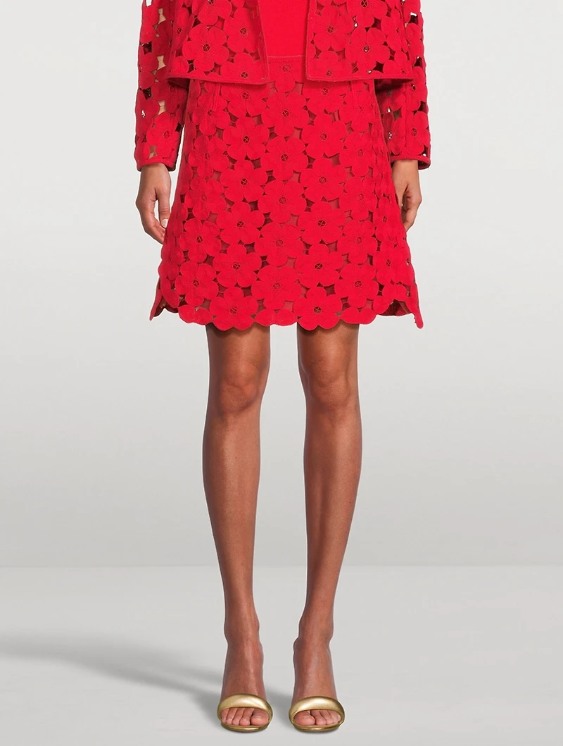Anemones-Embroidered Mini Skirt