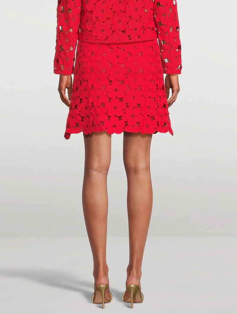 Anemones-Embroidered Mini Skirt