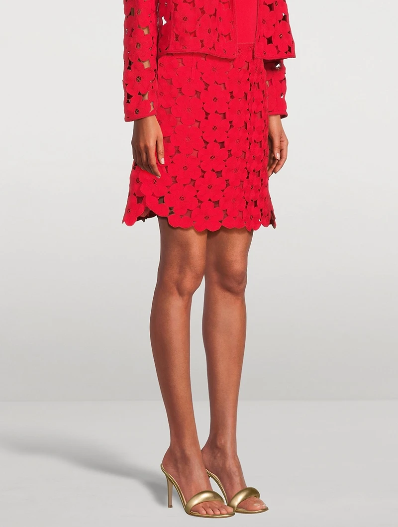 Anemones-Embroidered Mini Skirt