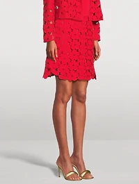 Anemones-Embroidered Mini Skirt