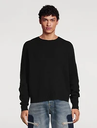 Wool-Blend Curved Logo Sweater
