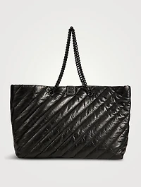 Large Crush Quilted Leather Tote Bag